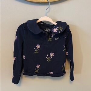 Vineyard Vines Kids Navy Shirt with Purple Floral Pattern